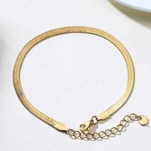 Gold Herringbone Flat Snake Chain Bracelet 4mm